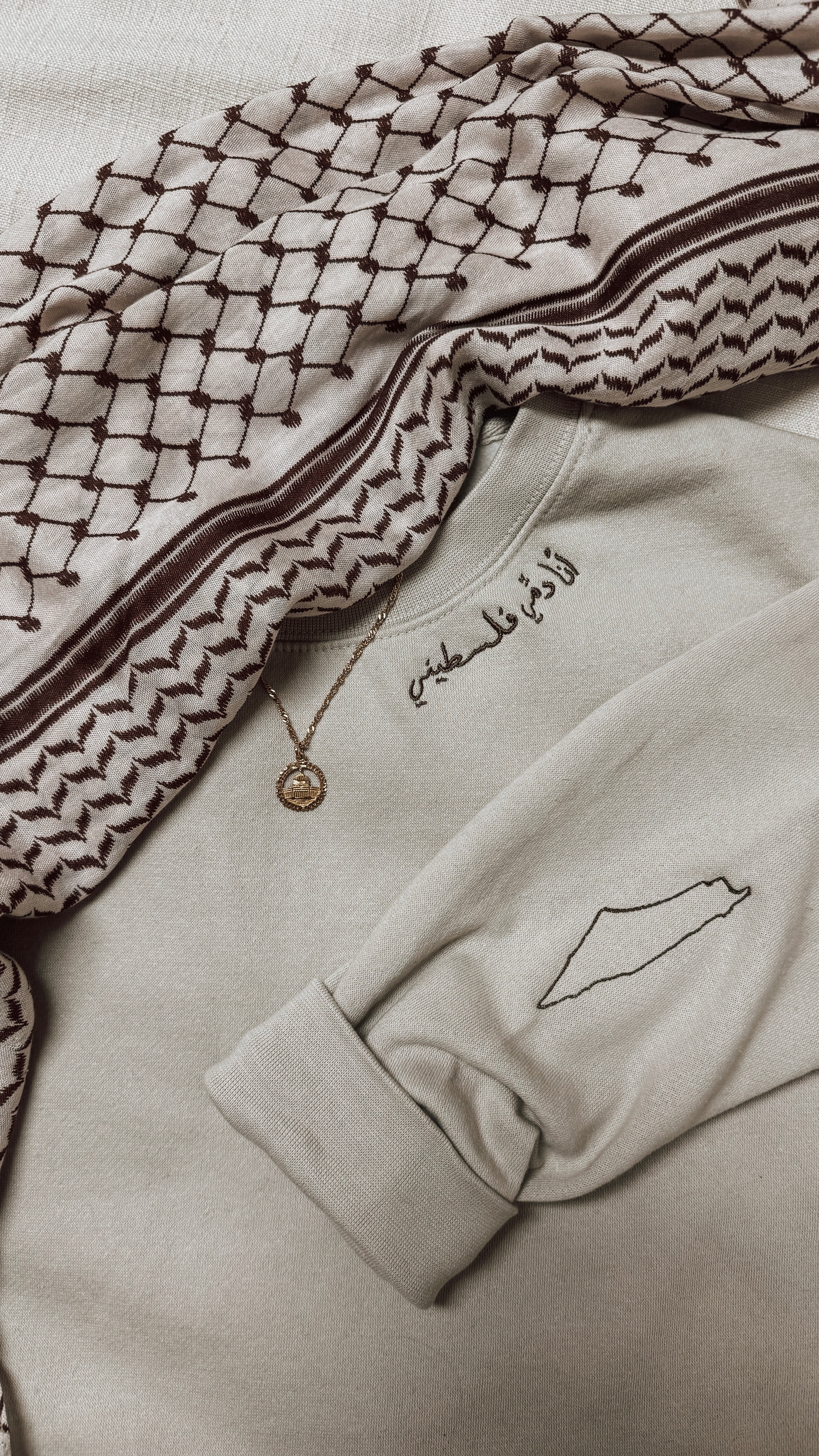 Palestinian Arabic Calligraphy Embroidered Crewneck