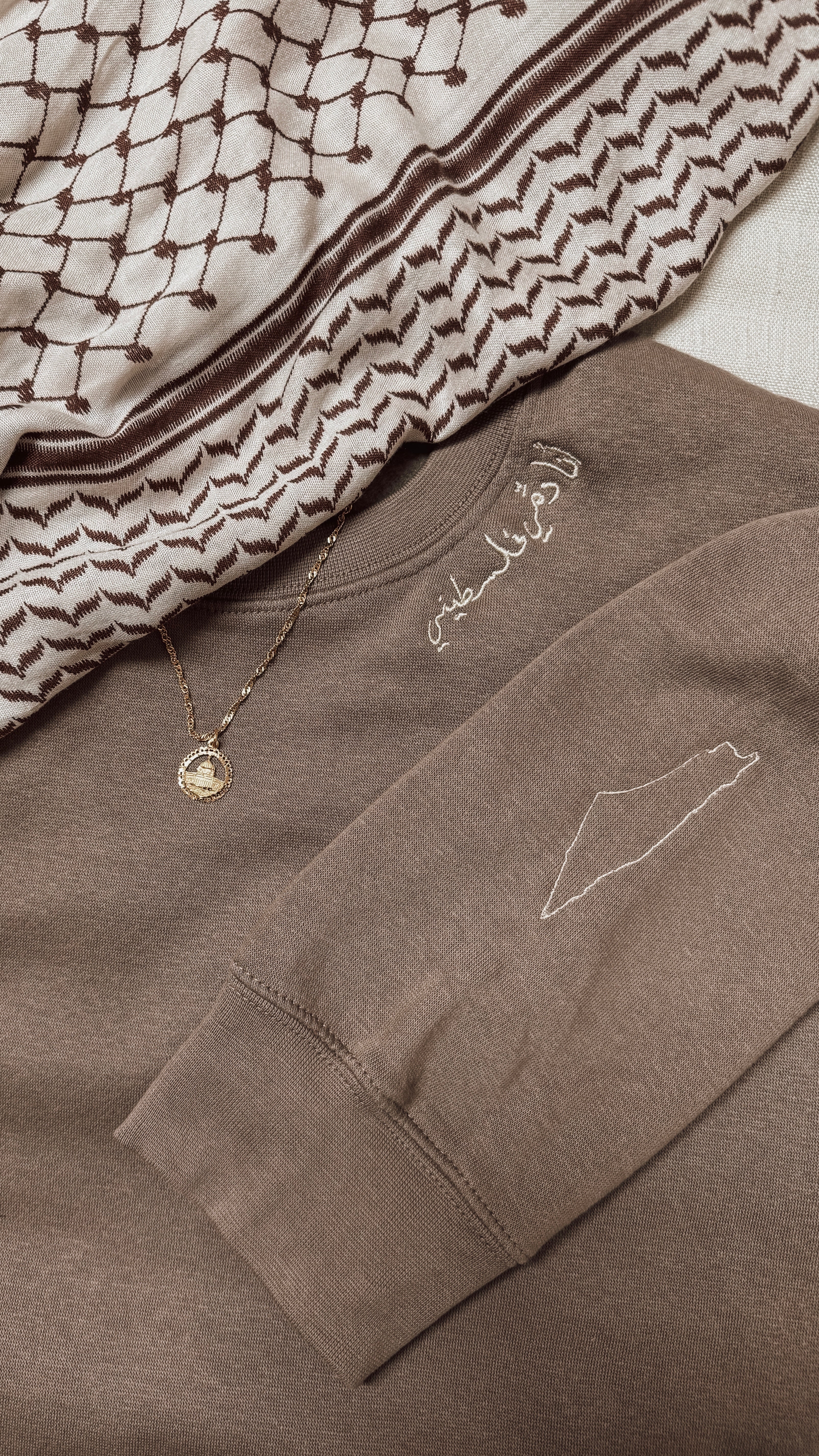 Palestinian Arabic Calligraphy Embroidered Crewneck